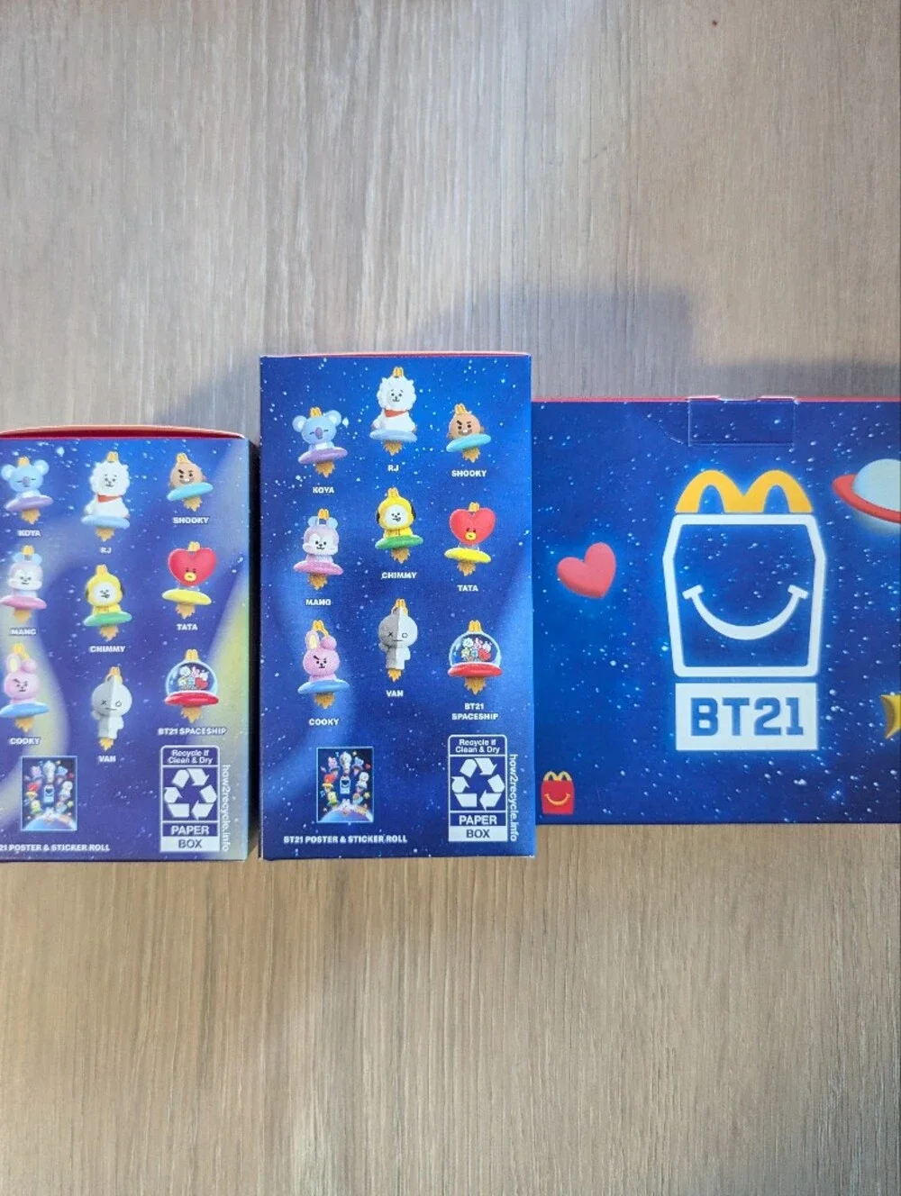 McDonald's BT21 Cooky & Tata Playset - Blue, Pink, Red